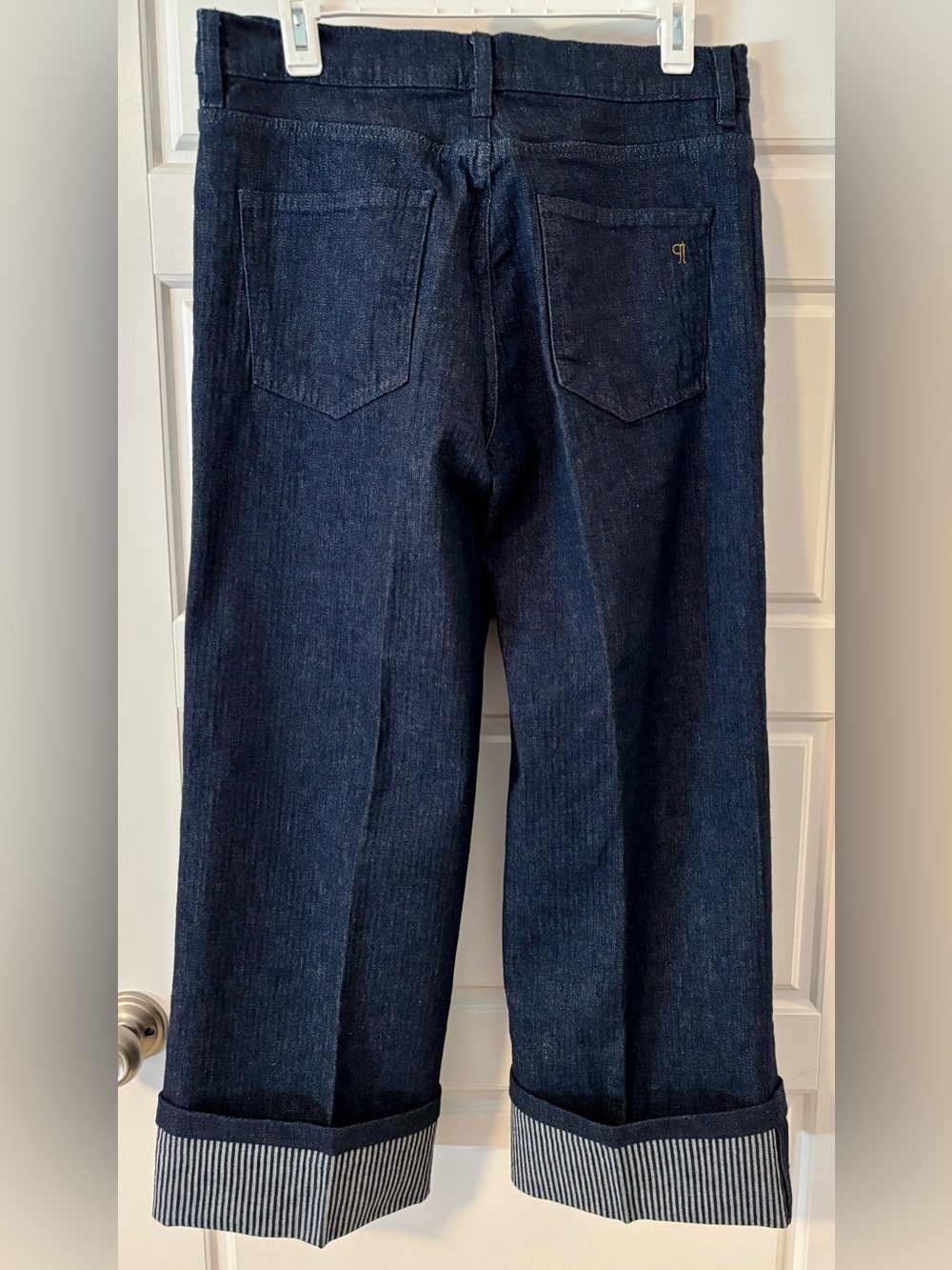 New Anthropology Pilcro Dark Blue Wide-Leg Cuffed Jeans - Picture 4 of 8